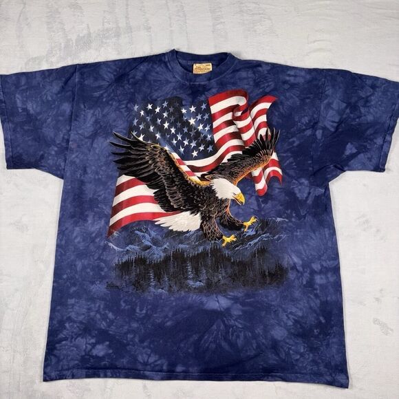 Vintage The Mountain Eagle Talon USA Flag Men’s Size XXL Tie Dye Blue Patriotic - Picture 1 of 6